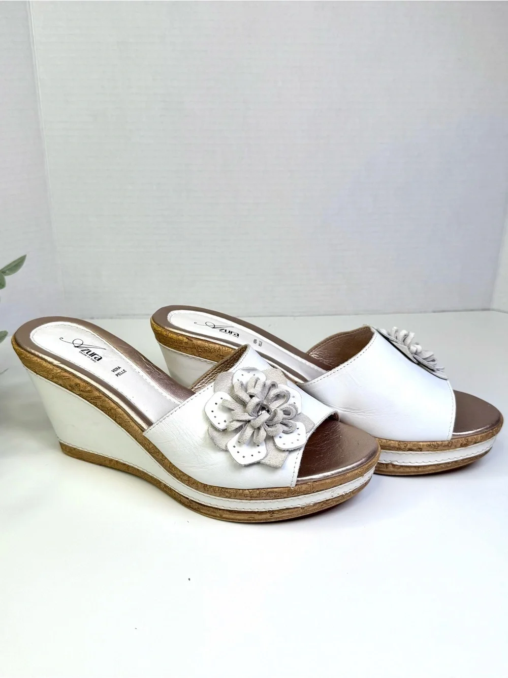 Azura by Spring Step Women's Narcisse Slide White with Flower Embellishment 41